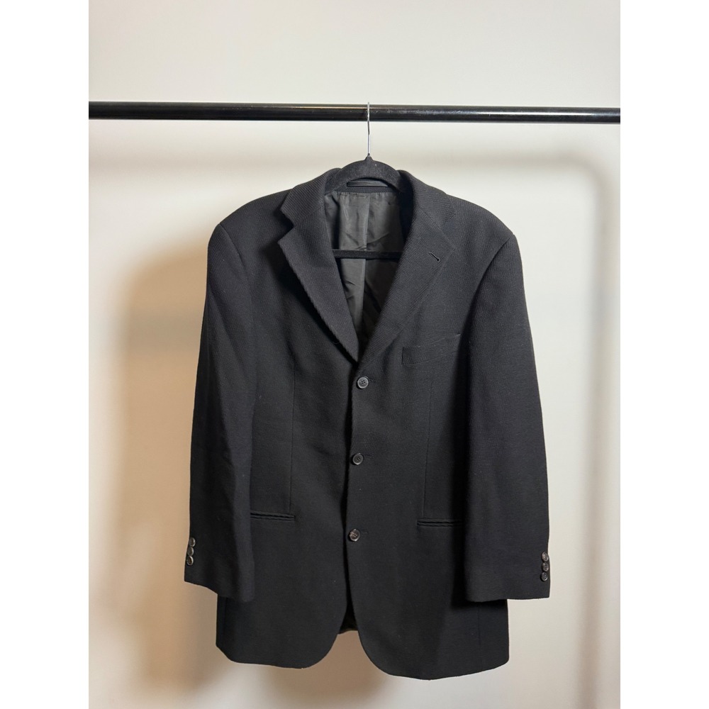 Hugo Boss Mens Black Cashmere Virgin Wool 3 Button Blazer Jacket Size 48R